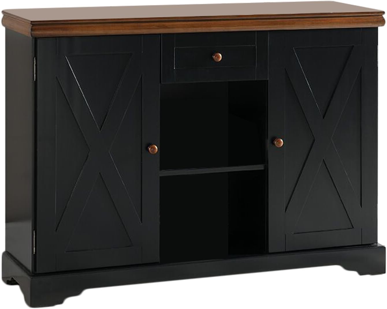 Kings Brand Furniture - Wood Buffet Cabinet Console Table, Black / Walnut