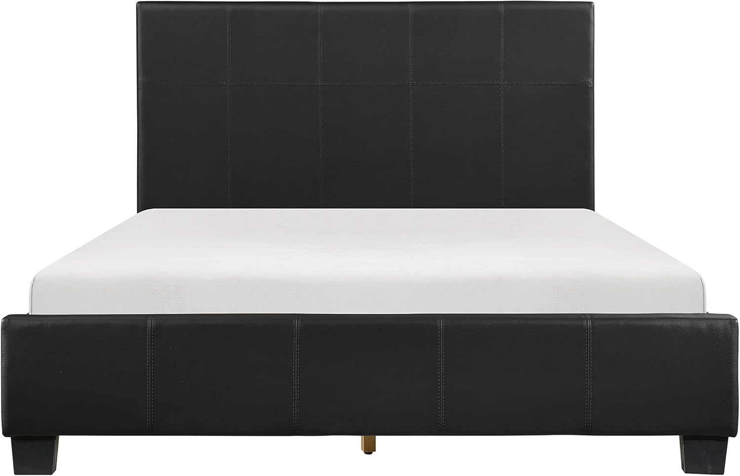 Lexicon Full Size Bed Frame with Headboard, Platform Bed Frame, Modern Faux Leather Upholstered Bed Frame, No Box Spring Required, Easy Assembly, Full, Black