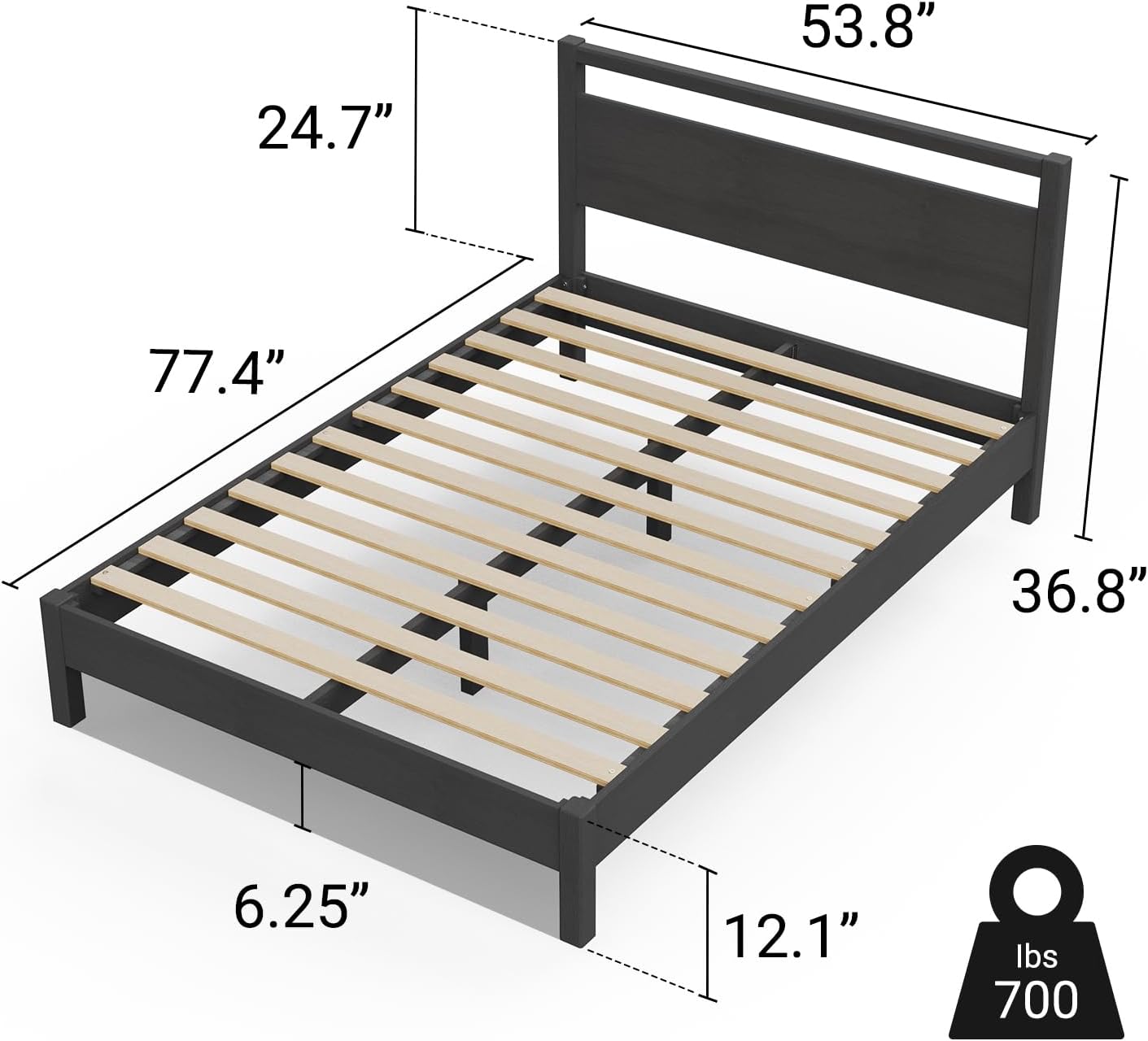 LIFEMENT Signature Wood Platform Bed Frame with Headboard, Essential, Noise Free, Under Bed Storage, No Box Spring Needed, Easy Assembly (Black, Full)