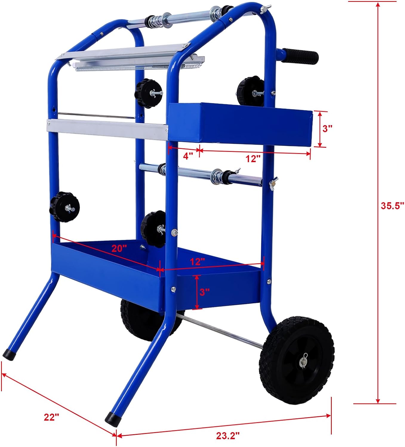 Mobile Masking Paper Dispenser for Automotive Paint Shops - Professional 18-Inch Multi-Roll Cart with Storage Trays & Cutting System - Heavy-Duty Workshop Organizer for Spray Painting Tools &