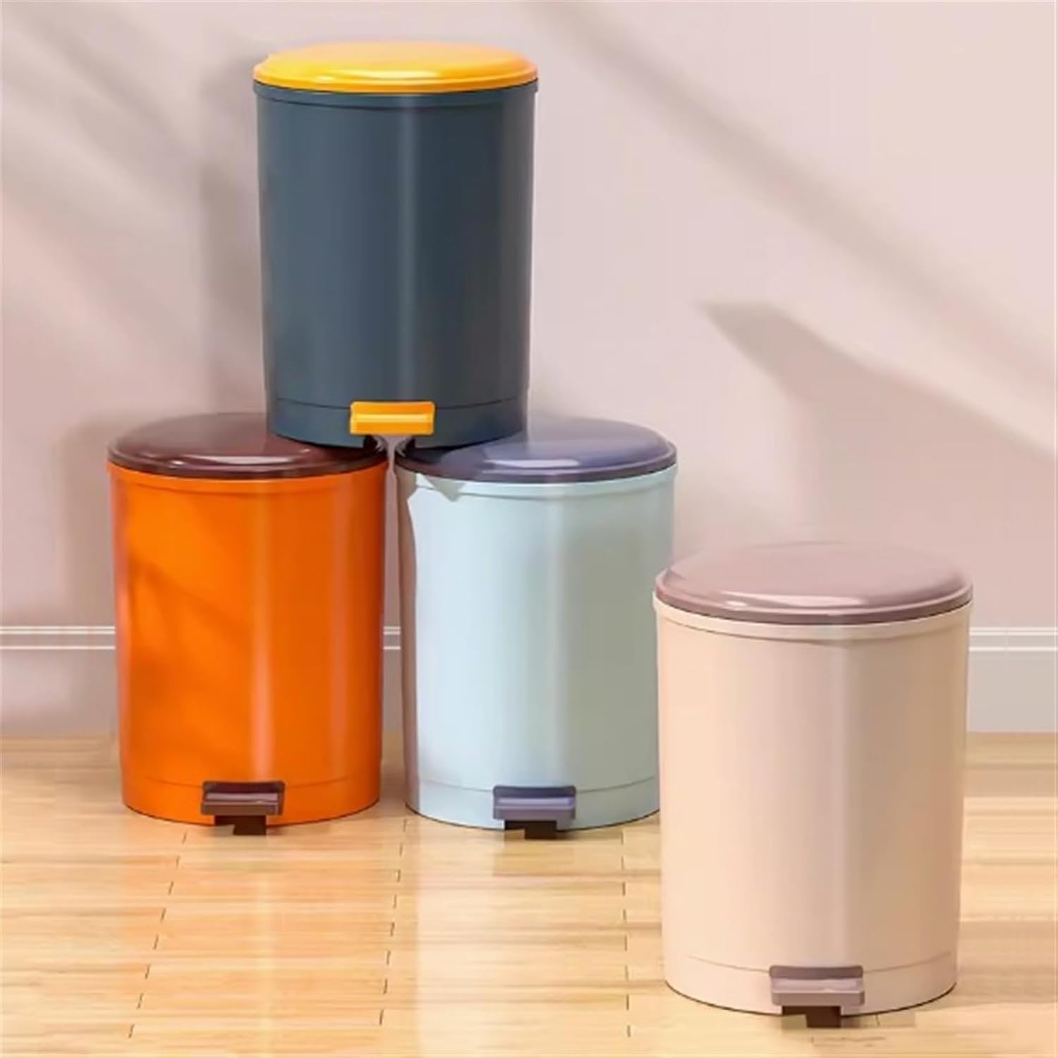 13L Round Touchless Smart Trash Can with Lid for Home Hands Free Operation Odor Control Blue Ideal for Living Room Bedroom Bathroom and Kitchen
