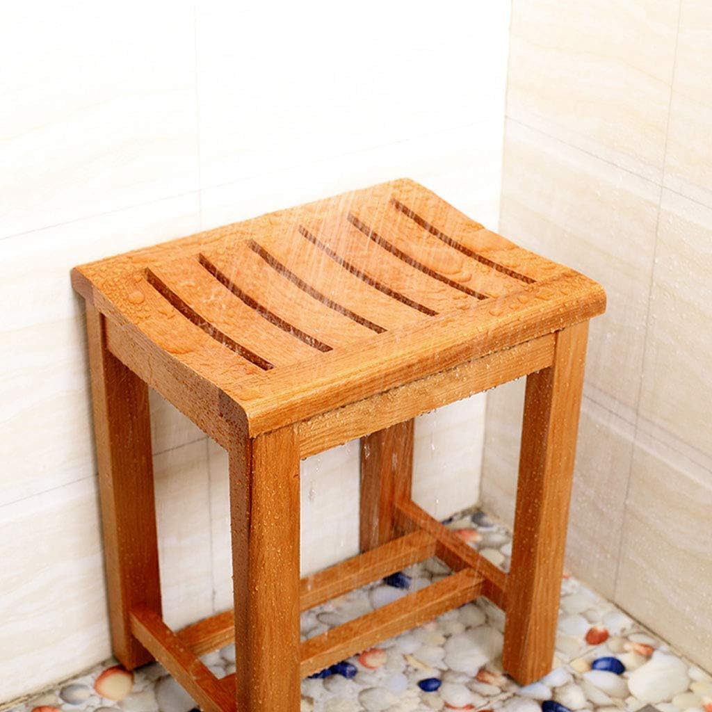 BTZHY Vanity Chair,Solid Wood Waterproof Bathroom Stool Anti-Slip Wood Bench Make-up Stool Old Children's Bathroom Stool