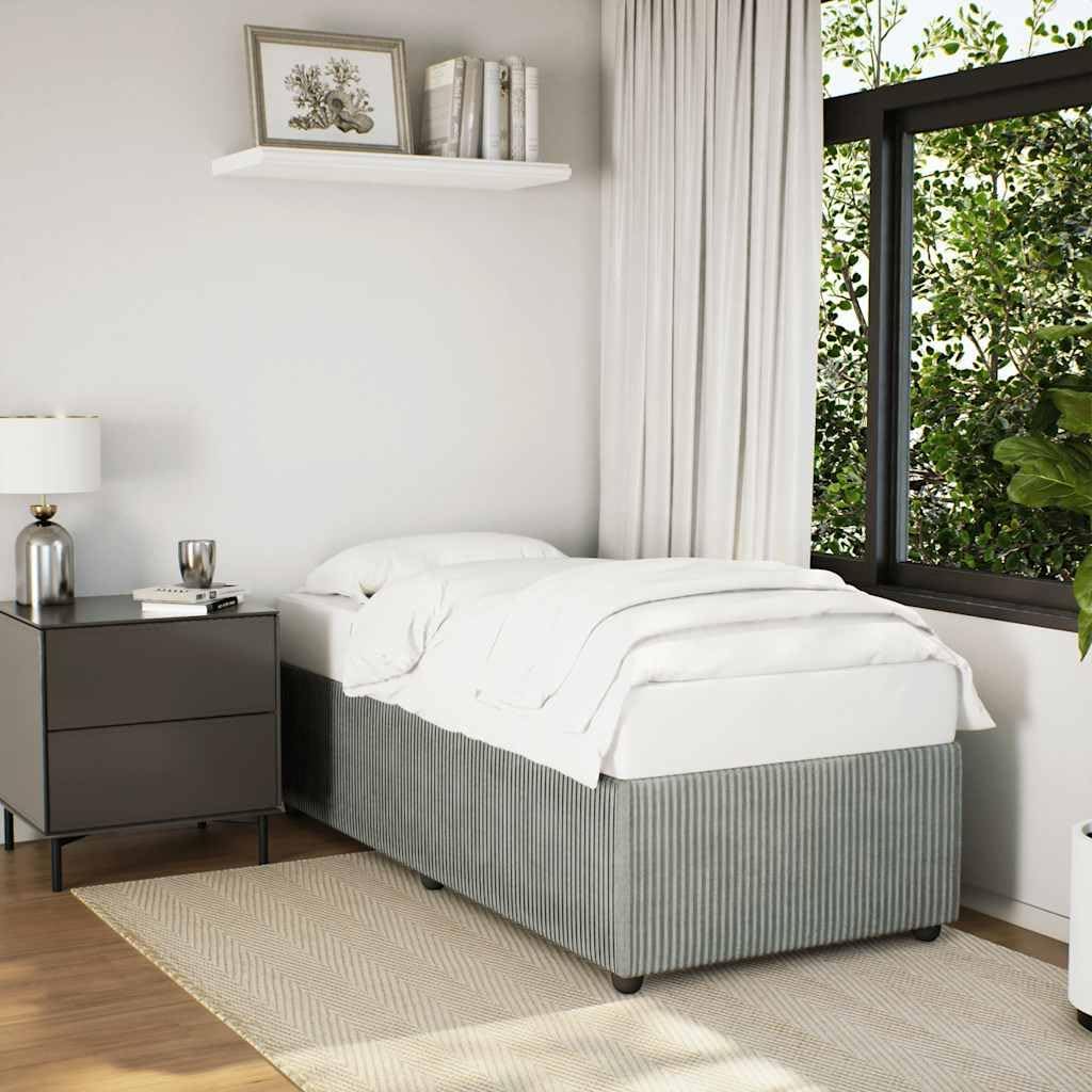 Light Grey Velvet Upholstered Twin Bed Frame, Modern Breathable Fabric, Sturdy Plywood Construction, Plush Velvet Headboard, Easy Assembly with Tools Included, 4-Piece Set