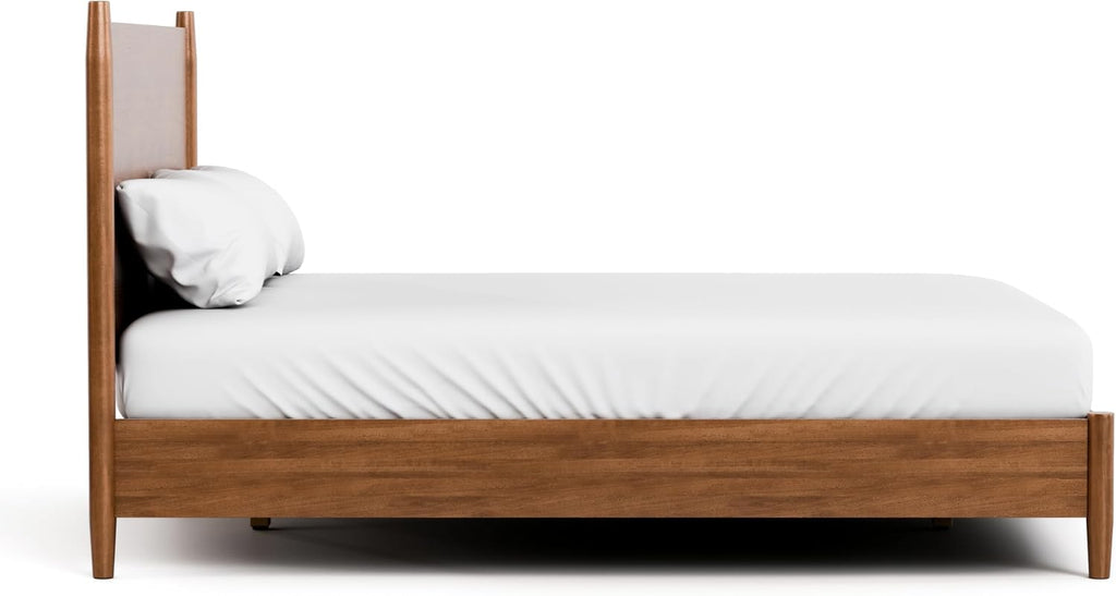 Furniture of America Wyatt Modern Solid Wood King Bed Frame with Headboard, Wooden Bedframe for Bedroom, Guest Room, No Box Spring Needed, Walnut, Standard Platform
