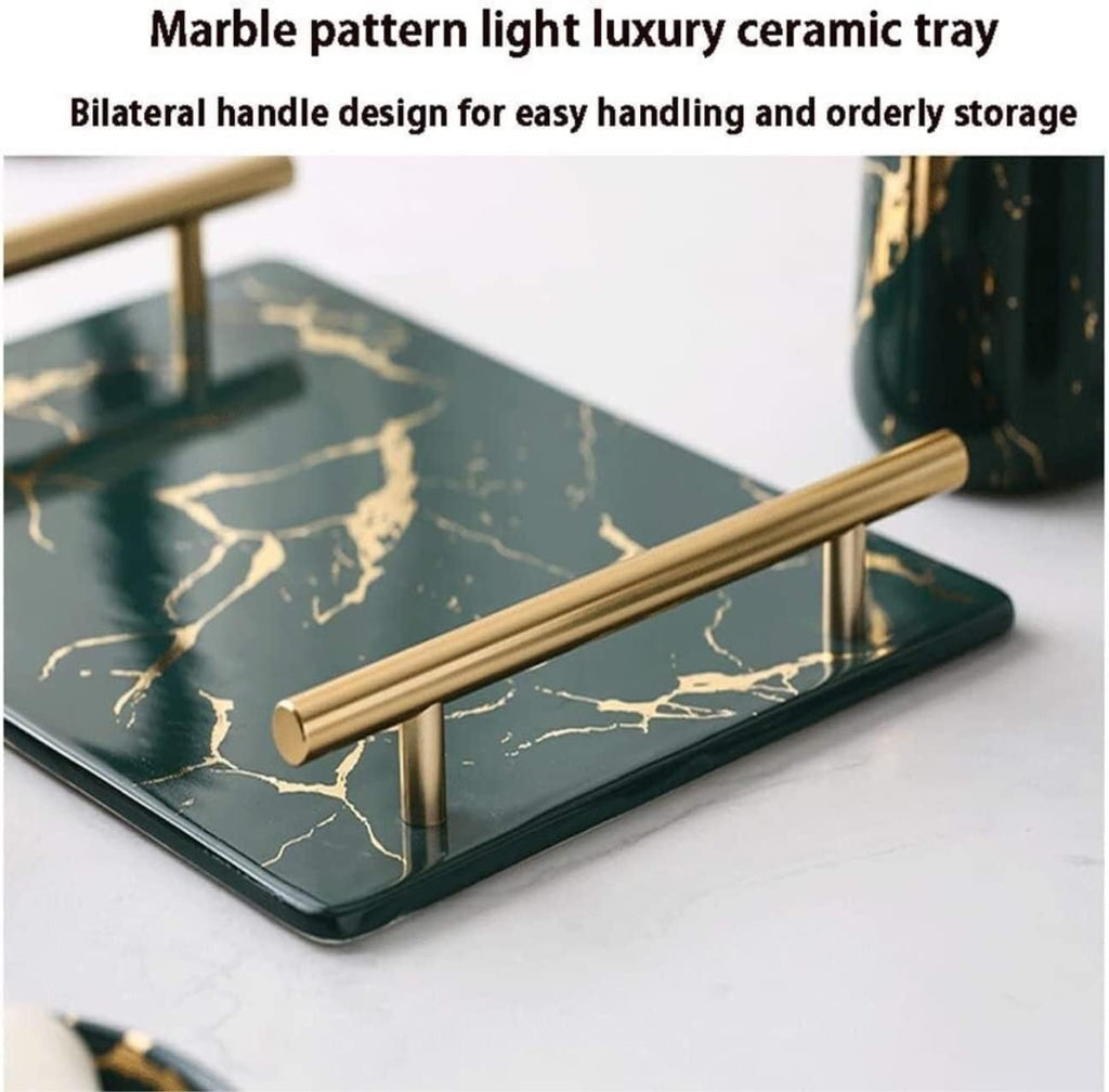 Vanity Bathroom Decor, Bathroom Accessory Set Modern Design Pieces Ceramic Light Luxury Bath Accessories Bath Set for Bathroom Housewarming Gift(D)