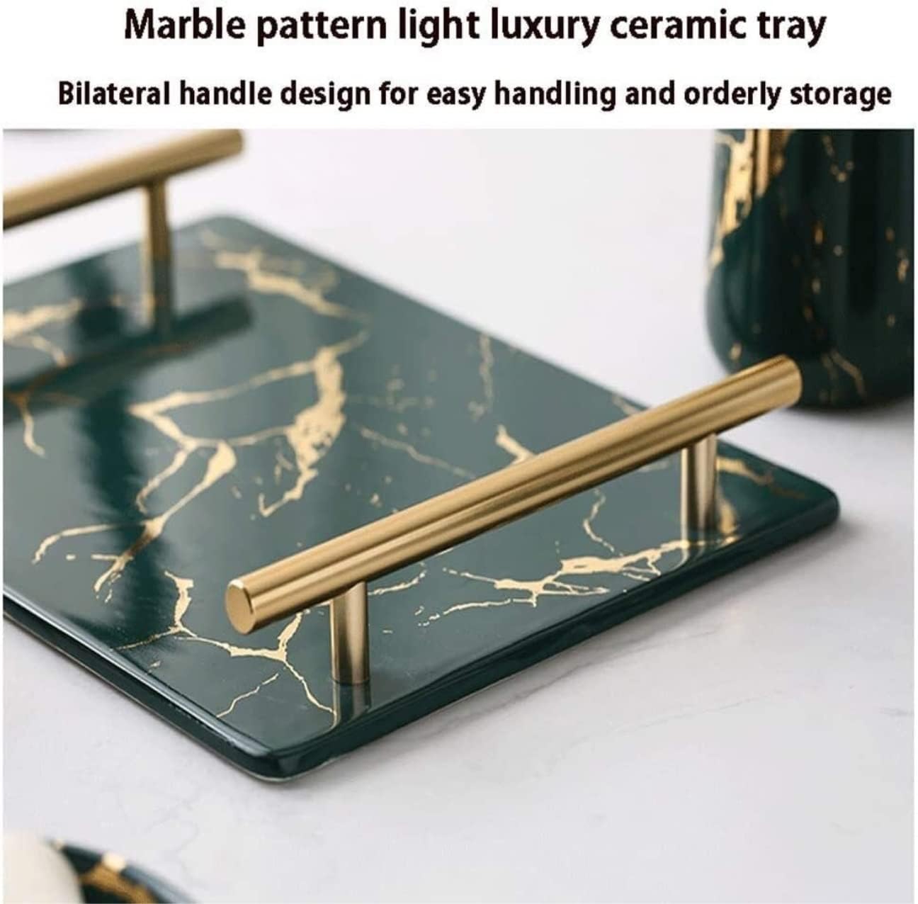 Vanity Bathroom Decor, Bathroom Accessory Set Modern Design Pieces Ceramic Light Luxury Bath Accessories Bath Set for Bathroom Housewarming Gift(D)