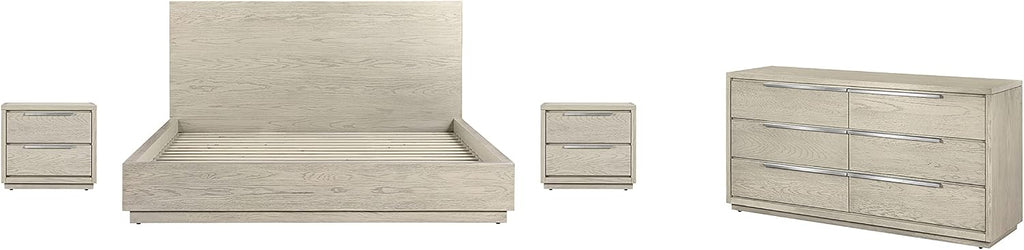 Armen Living Abbey King 4 Piece Bedroom Set in Grey Oak Wood