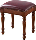 Vanity Bench with Padded Cushion, Vanity Chair Benches Vanity Bedroom Makeup Stool Solid Wood Dressing Bench Household Shoe Changing Stool Wooden Dining Stool Piano Bench(Red)