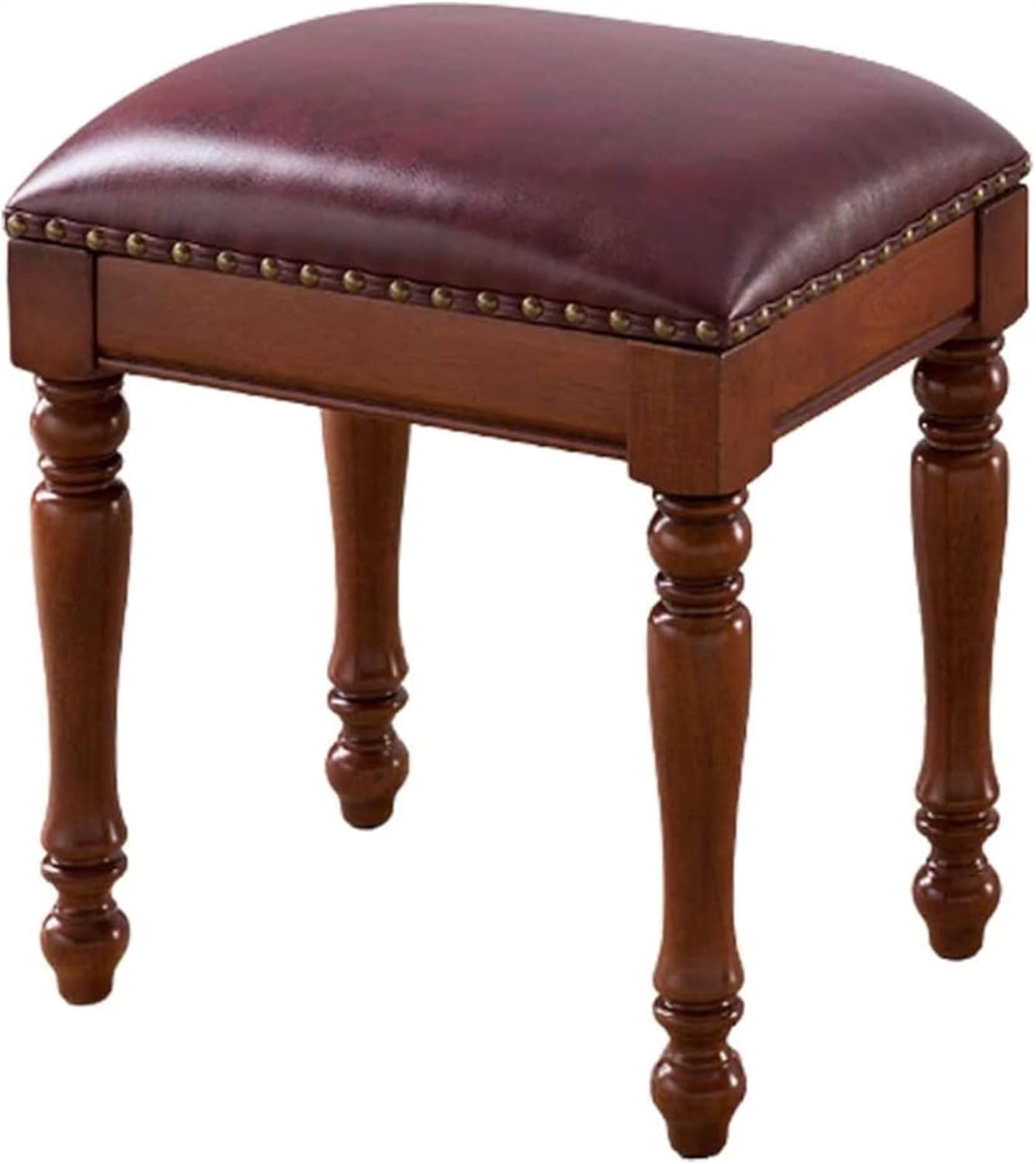 Vanity Bench with Padded Cushion, Vanity Chair Benches Vanity Bedroom Makeup Stool Solid Wood Dressing Bench Household Shoe Changing Stool Wooden Dining Stool Piano Bench(Red)