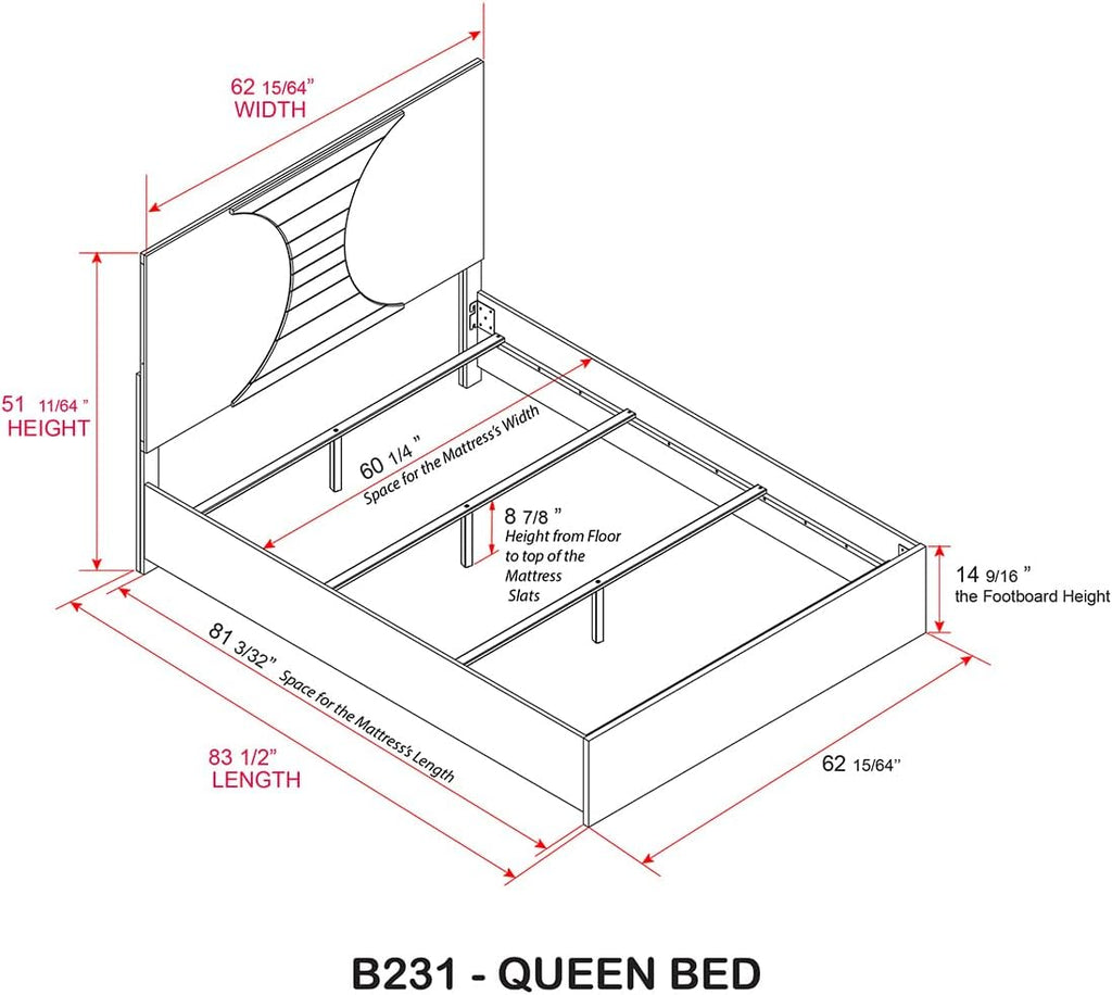 Kings Brand Furniture 2-Piece White/Gold Bedroom Set – Queen Size Wood Bed Frame with Nightstand
