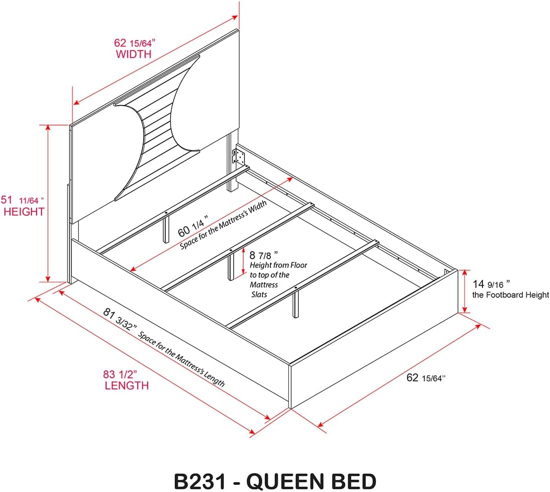 Kings Brand Furniture 2-Piece White/Gold Bedroom Set – Queen Size Wood Bed Frame with Nightstand