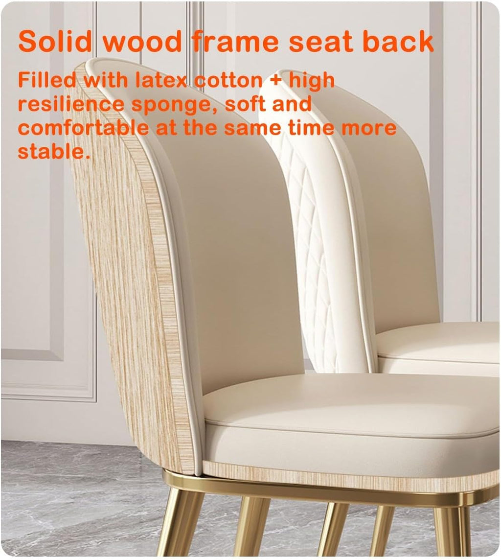 2PCS Back Chair Modern Dining Room Chair Padded Kitchen Chair Armless Leisure Reception Chairs with Gold Legs,Vanity Chair Corner Chairs,Light Blue