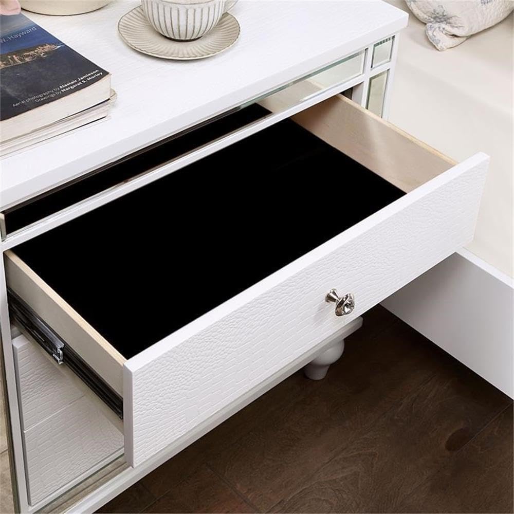 Furniture of America FOA Xulu 3-Piece White Solid Wood LED Bedroom Set - King + 2 Nightstands