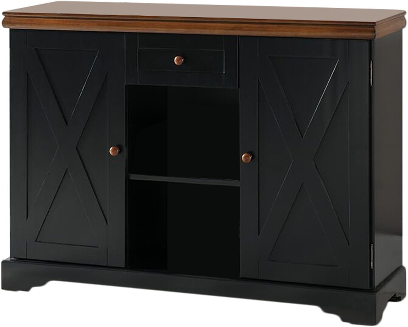 Kings Brand Furniture - Wood Buffet Cabinet Console Table, Black / Walnut