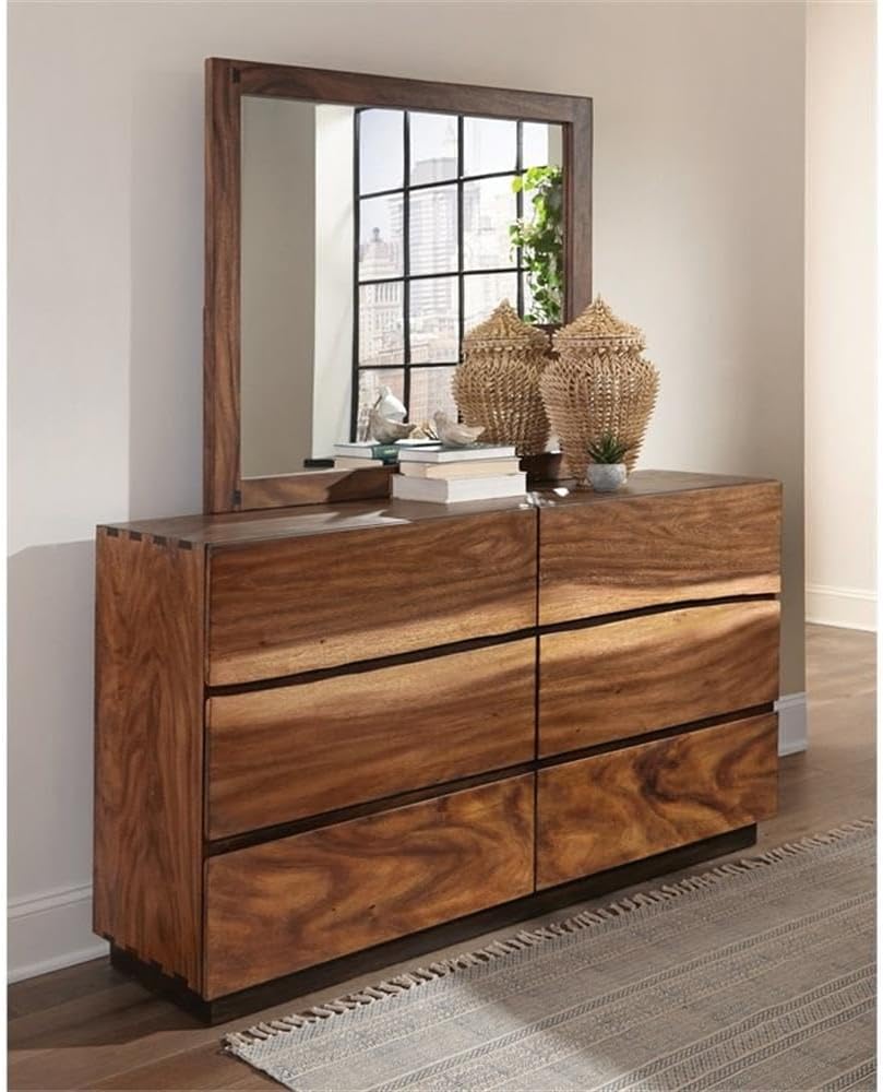 Coaster Home Furnishings Winslow Farmhouse 5-Piece Bedroom Set Live Edge California King Size Panel Bed Frame 52-inch Headboard Smokey Walnut 223250KW-S5