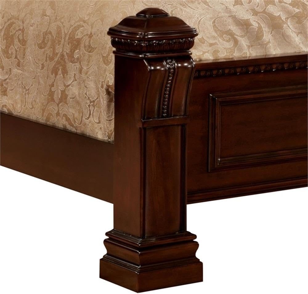 Furniture of America FOA Oulette 2-Piece Cherry Solid Wood Bedroom Set - King + Nightstand