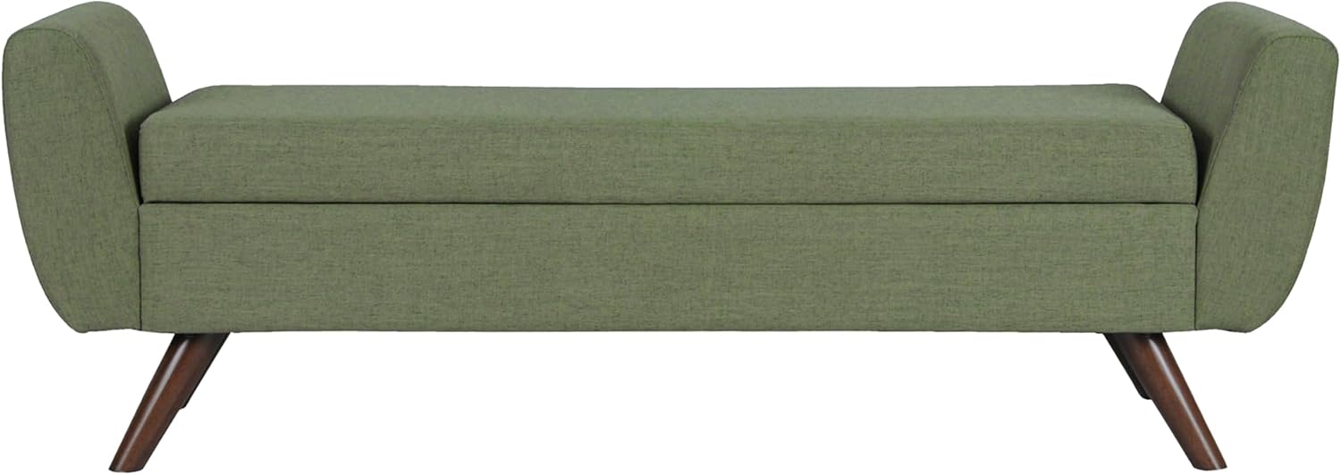 HomePop Modern Storage Bench with Wood Legs |Homepop Home Décor|Bench with Storage for Living Room & Bedroom - Olive Green Woven