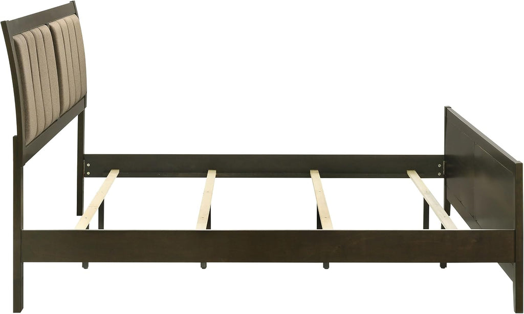 Coaster Home Furnishings - Wilkes - Wood - Upholstered Eastern King Panel Bed with Vertical Channel Tufting, Tapered Legs, and Padded Headboard and Footboard - Bedroom - Dark Cocoa - 224421KE