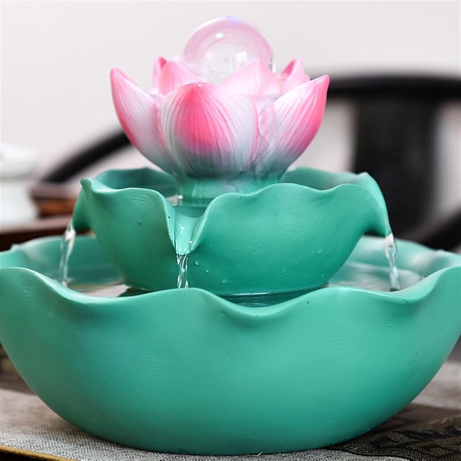 Desktop Fountain 2-Tier Indoor Tabletop Water Fountain - Portable Zen Meditation Waterfall Decoration - for The Home or Garden Patio Decking Relaxation Indoor Tabletop Fountain