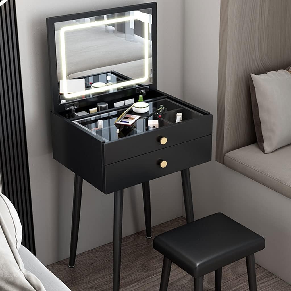 Vanity Benches Vanity Table Set Flip Dresser Modern Minimalist Small Dresser for Bedroom Ladies Fashion Dresser Dresser with Drawers (Color : A, Size : L50cm)
