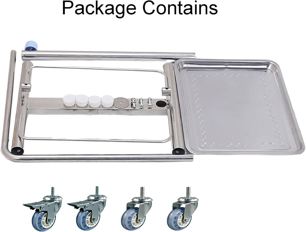 Mayo Instrument Stand with Mobile Caster Base, Adjustable Height 31.5'-43.3', for Clinic, Beauty, Salon, Medical, Dental, Tattoo(60x40x(80-110) cm)