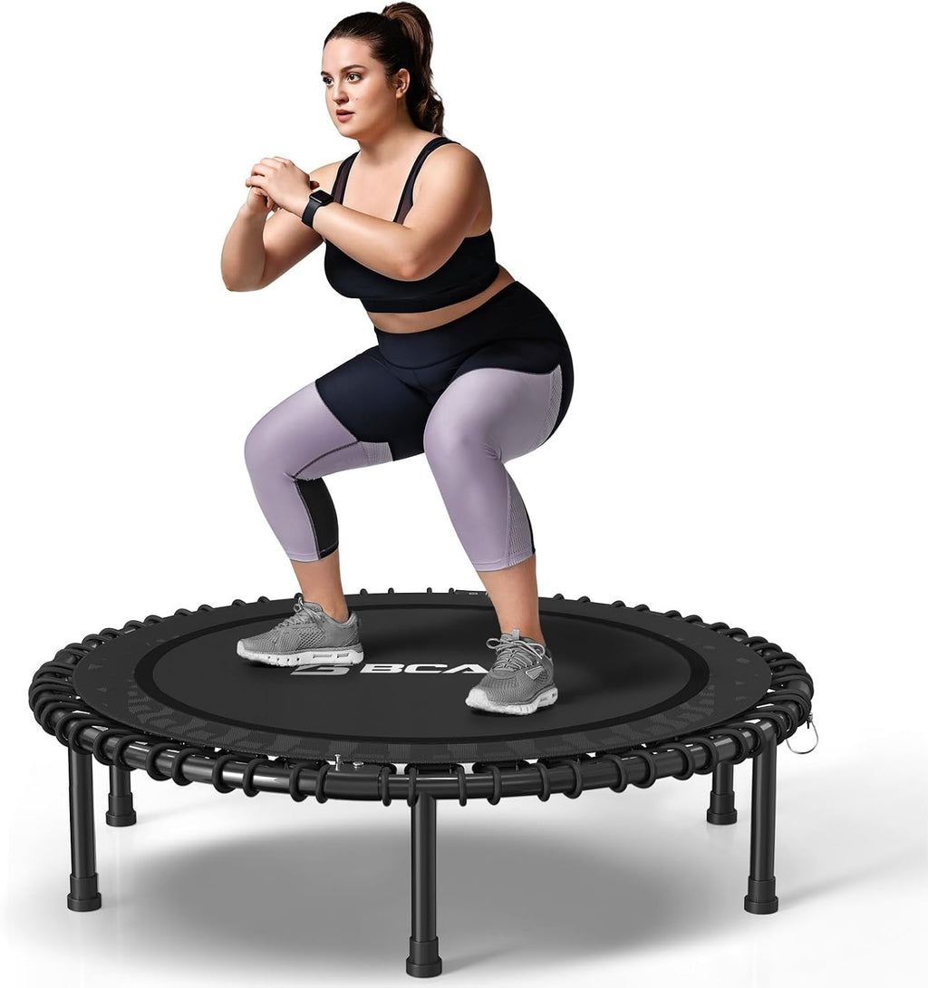 BCAN 450/550LBS Mini Rebounder Trampoline for Adults, 40'/48' Foldable Fitness Trampoline with Bungees, Quiet & Stable Exercise Trampoline Indoor/Home/Garden (BT2, Without Handle)