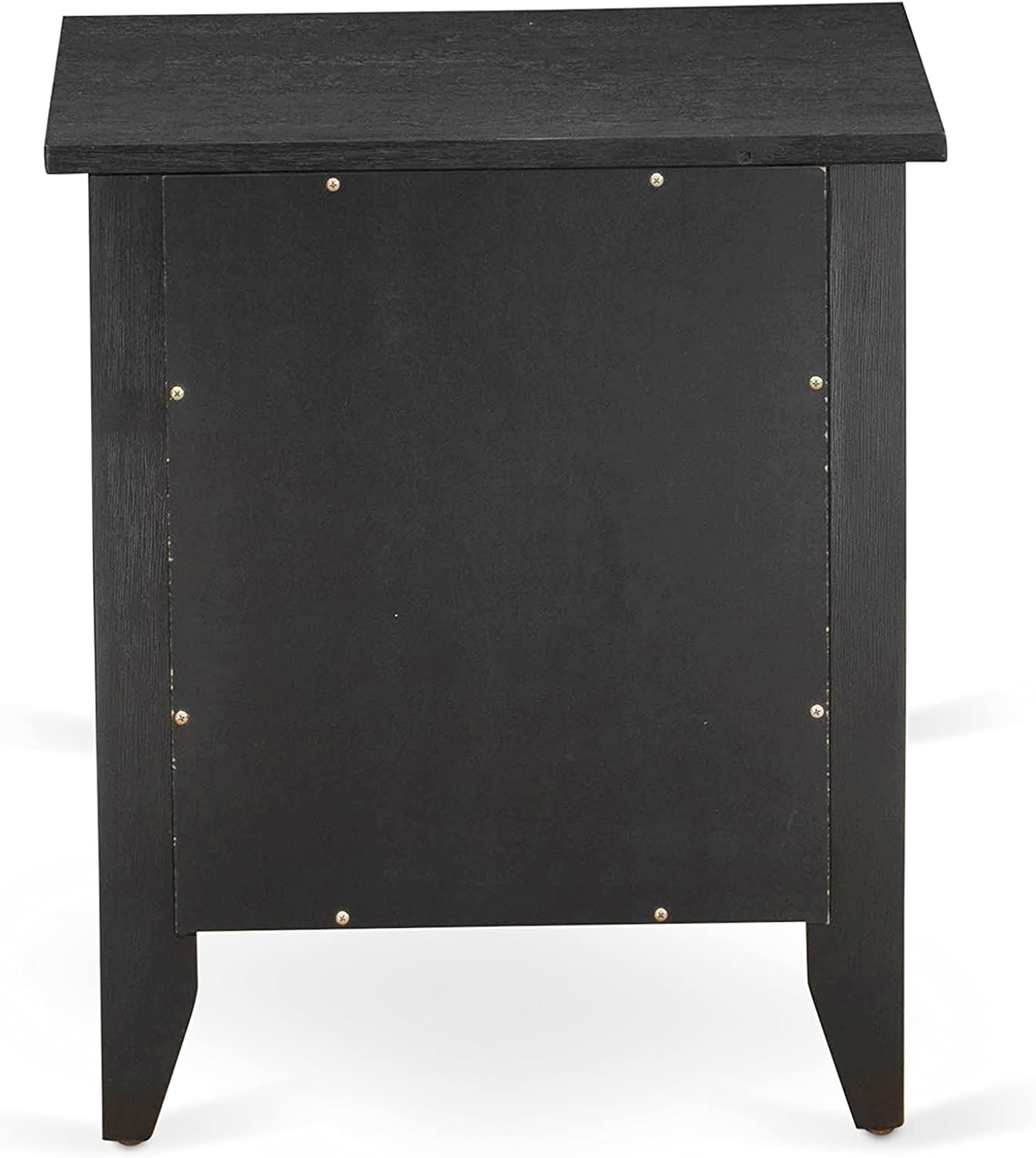 East West Furniture GB25K-1GA06 2-Pc Granbury Bed Set with Button Tufted Platform Bed and 1 Wire Brushed Black Mid Century Modern Nightstand - Dark Brown faux Leather with Black Texture and Black Legs