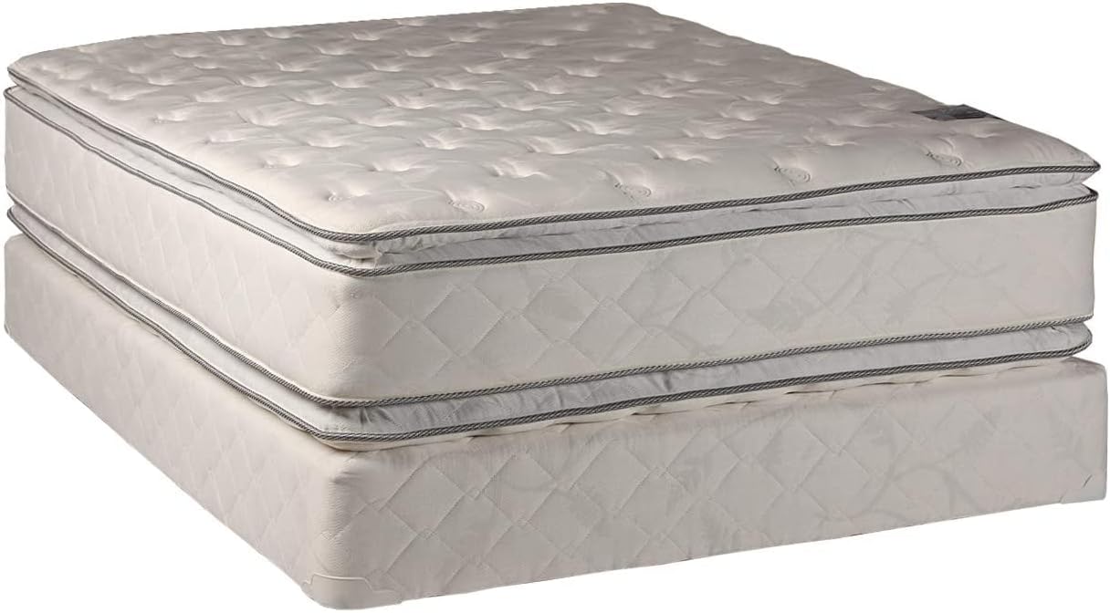 DS Solutions USA Brand 2-Sided Soft PillowTop King Size Mattress and Low 5' Height Box Spring Set with Metal Bed Frame - Sleep System with Enhanced Cushion Support, Spine Support, Longlasting Comfort