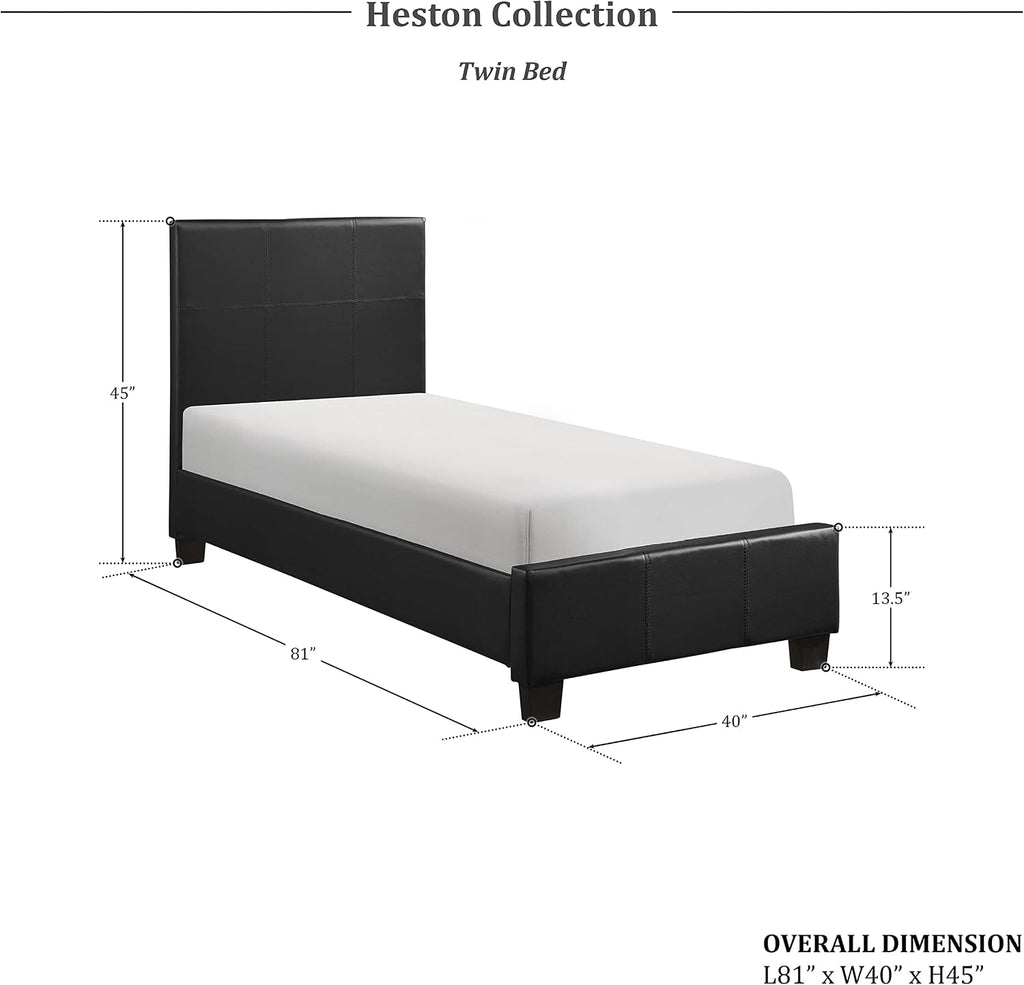 Lexicon Twin Bed Frames with Headboard, Platform Bed, Modern Bed Frame, Faux Leather Upholstered Bed Frame Twin, No Box Spring Required, Easy Assembly, Twin, Black