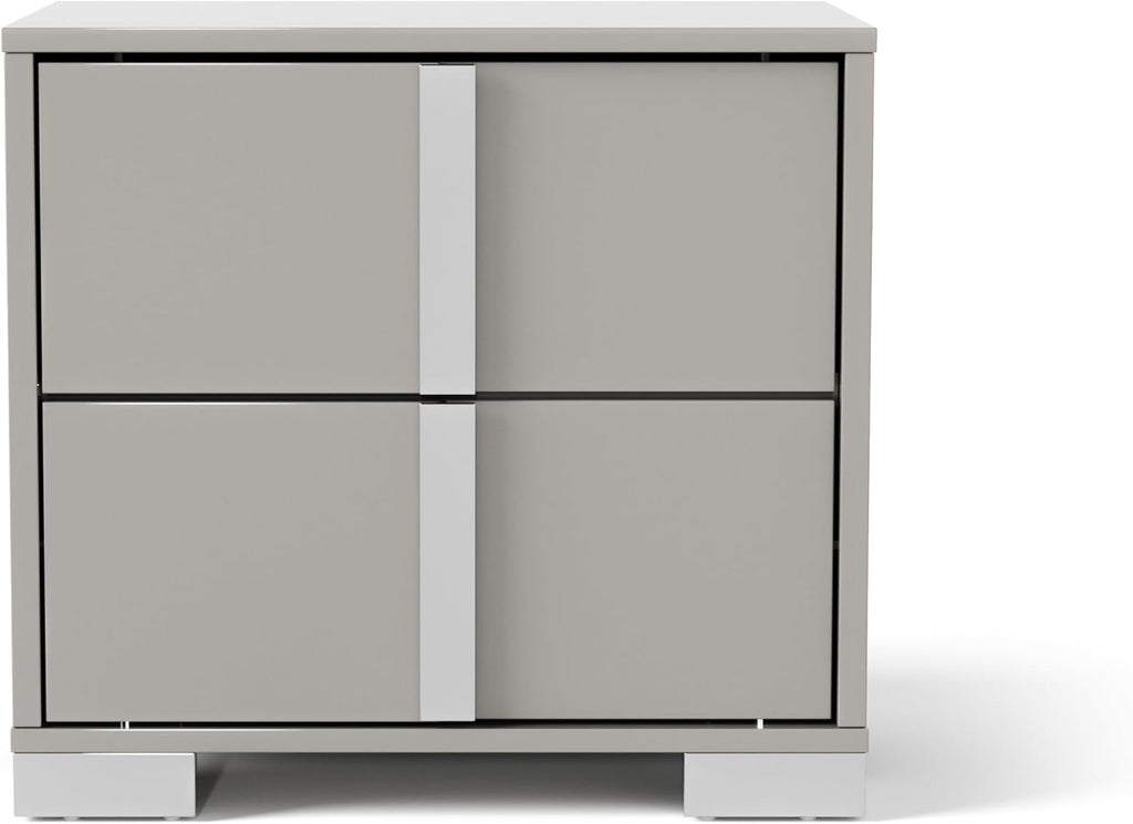 Furniture of America Alistair Modern Wood 3-Piece Bedroom Collection with Bed Frame and 2-Drawer Nightstands Set of 2, Box Spring Required, Light Taupe, Queen