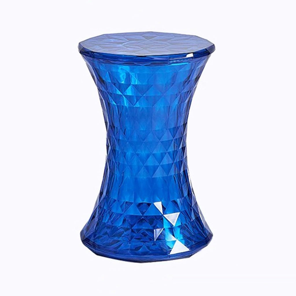 Acrylic Transparent Drum Table, Diamond Shaped Modern Vanity Stool/Side Table, Rounded and Soft Corners, Stable Support for Chair Feet, for Indoor and Outdoor Use(Purple)