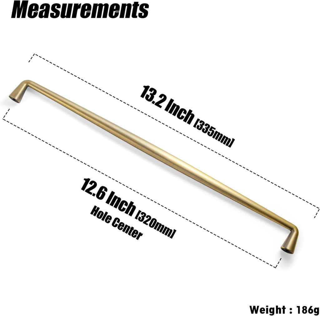 Goo-Ki Brushed Brass Bronze Zinc Alloy Cabinet Handles - 12.6''(320mm) Hole Center Affordable Luxury Cabinet Pull Hardware for Bedroom, Kitchen, 6 Pack……