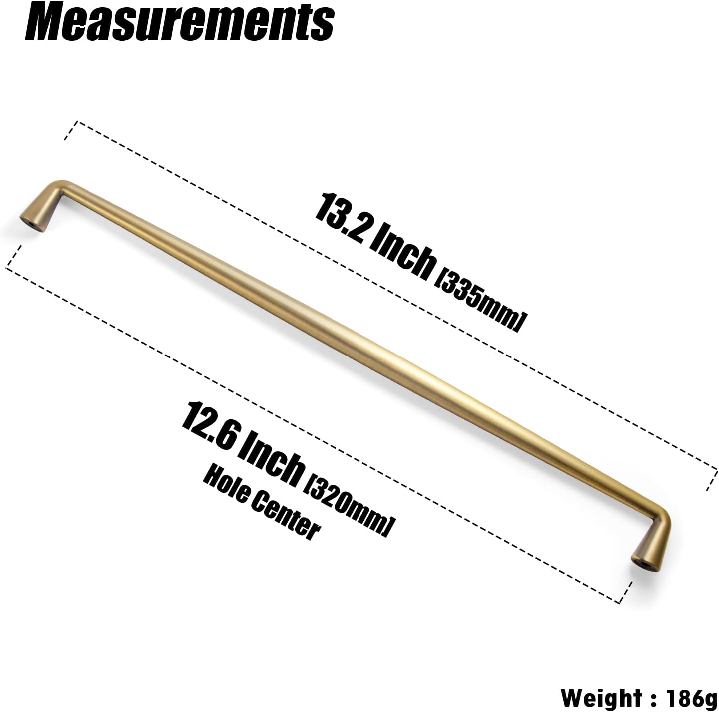 Goo-Ki Brushed Brass Bronze Zinc Alloy Cabinet Handles - 12.6''(320mm) Hole Center Affordable Luxury Cabinet Pull Hardware for Bedroom, Kitchen, 6 Pack……