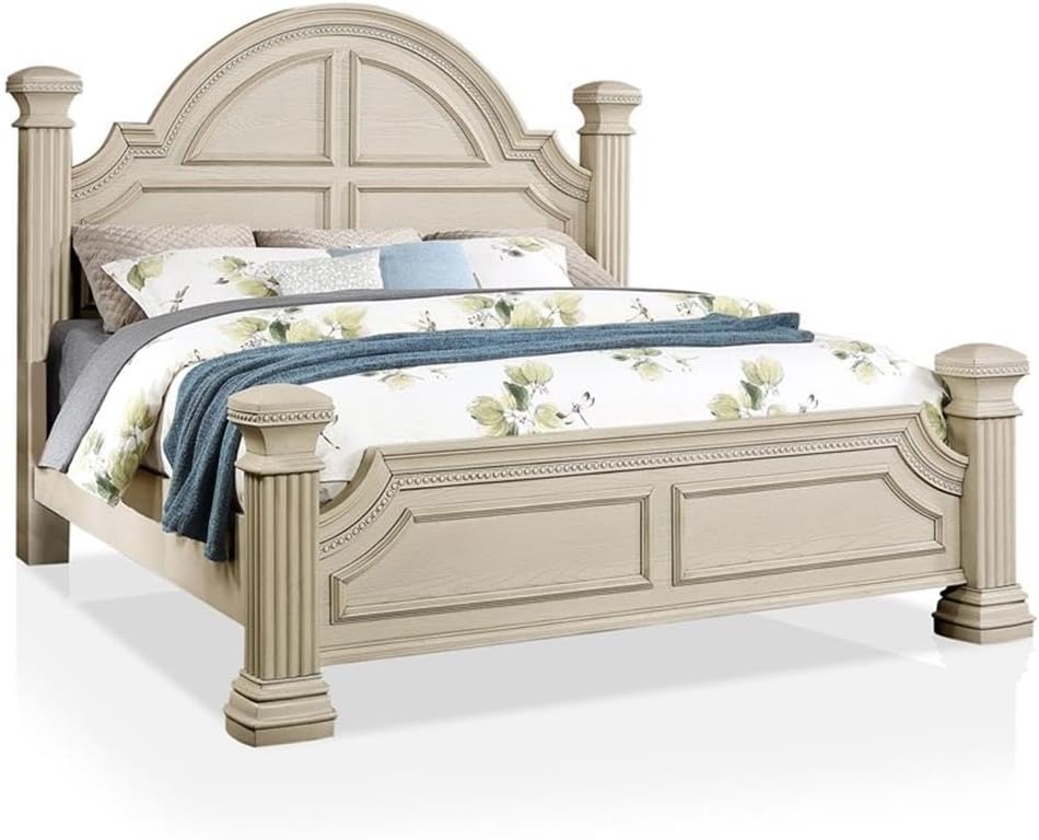 Furniture of America Charo 3pc White Wood Bedroom Set-King + 2 Nightstands
