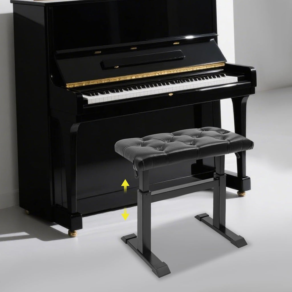 AngelcityCC Height-Adjustable Piano Bench Hydraulic Lifting Keyboard Bench with High-Density Sponges Cushion