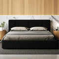 Venice Upholstered Platform Bed | Box Spring Not Required | (Black Boucle, King Bed Frame)