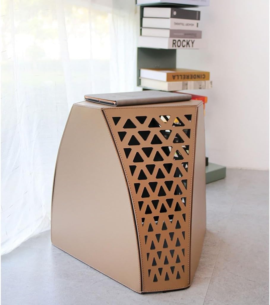 Small Ottoman Foot Rest Shoe Bench Shoe Changing Stool Hard Leather Small Side Table Sofa Corner Hollow Modern Simple Fashion Low Stool Shoe Storage Bench Footstool (Color : A, size : S48cm)