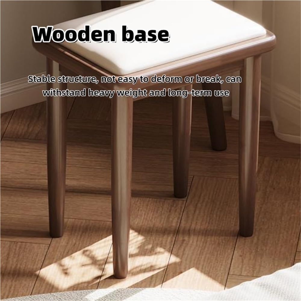 Vanity Stool with Wooden Base, Makeup Stool for Home, Modern and Minimalist Shoe Bench, Vanity Seat Use in Living Room, Bedroom and Entrance Hall(Gray)