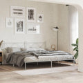 Metal Bed Frame with Headboard White King Size 76'x79.9' Steel Platform Bed Frame Sturdy Bedframe with Underbed Storage for Bedroom Furniture