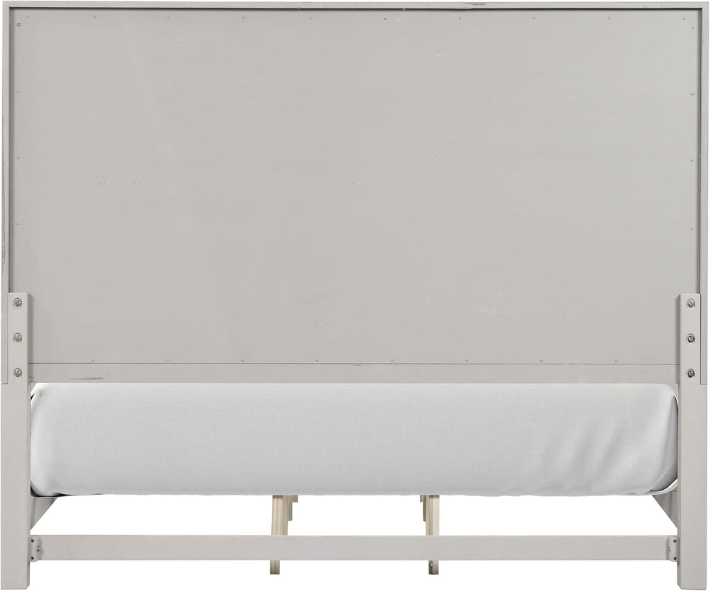 Furniture of America Narella Modern Wood 3-Piece Bedroom Set with Sunburst Pattern, Nickel Brushed Wire Hardware, Felt-Lined Top Drawers, Bracketed Feet, Box Spring Needed, Queen, Light Gray