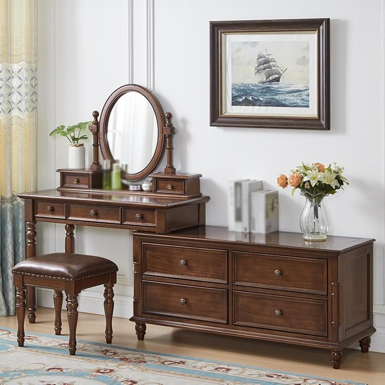 Makeup Vanity Wooden Dressing Table Bedroom with Cabinet Dressing Table Corner Dressing Table Wooden Vanity