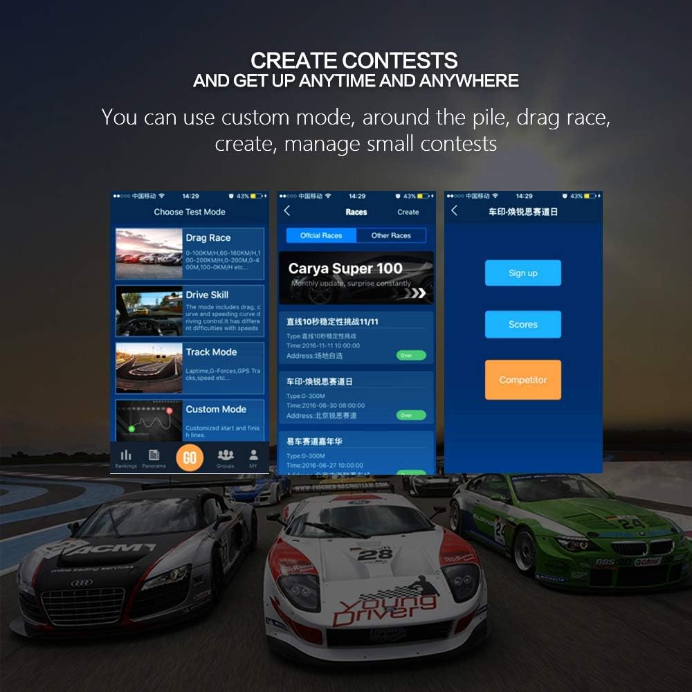 PGEAR 20Hz GPS P610 Based Performance Meter Box with Mobile App, Car LapTimer and Drag Meter, Racing Accelerometer