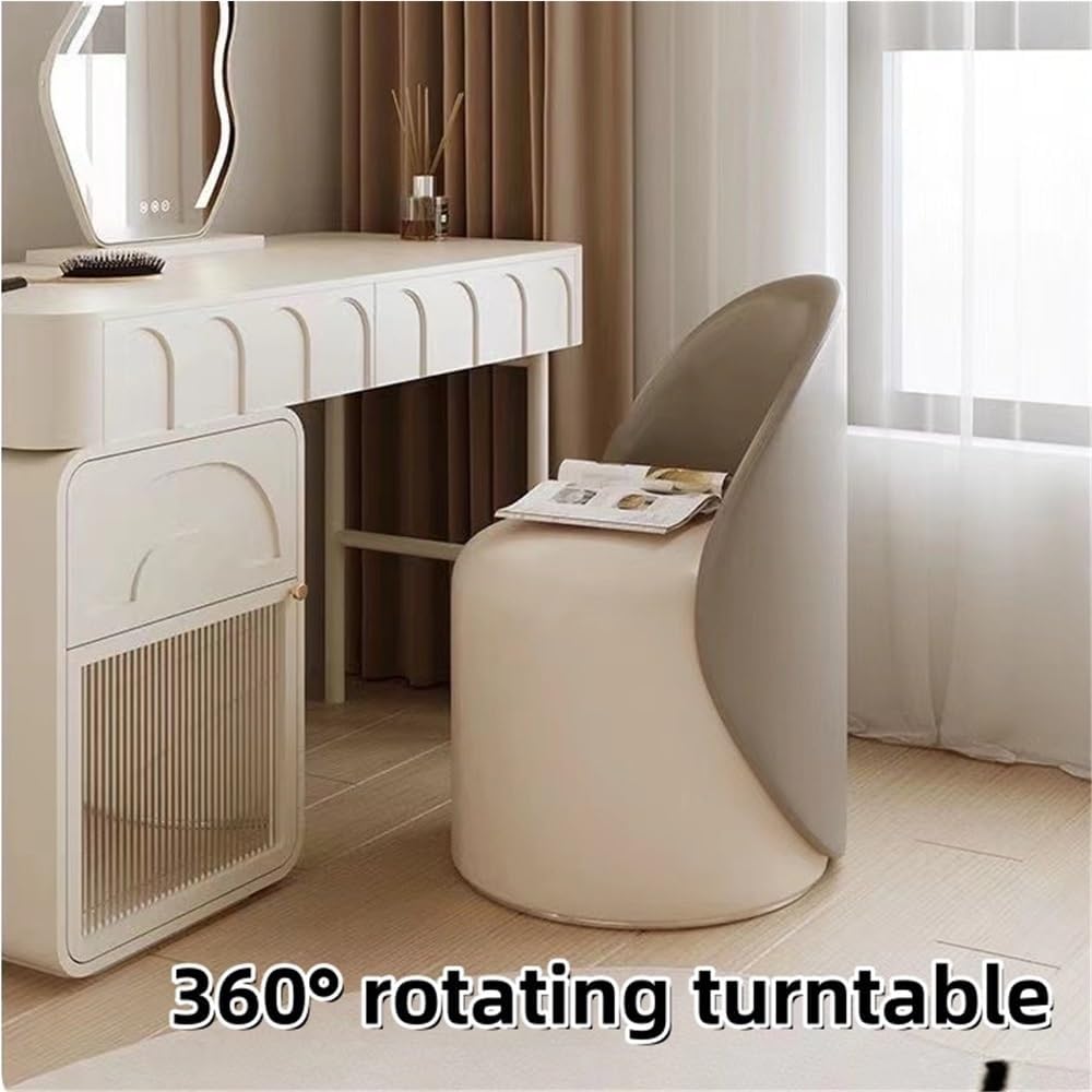 360°Swivel Stool Chair, Makeup Padded Chair, Ottoman Stool with Backrest, Barrel Vanity Chair, High-end Vanity Stool, Modern Stool for Vanity, Simple Vanity Bench(Gray)