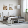 Metal Bed Frame with Headboard White Queen Platform Bed Frame 59.1'x78.7' Steel Construction Underbed Storage Space for Bedroom Guest Room