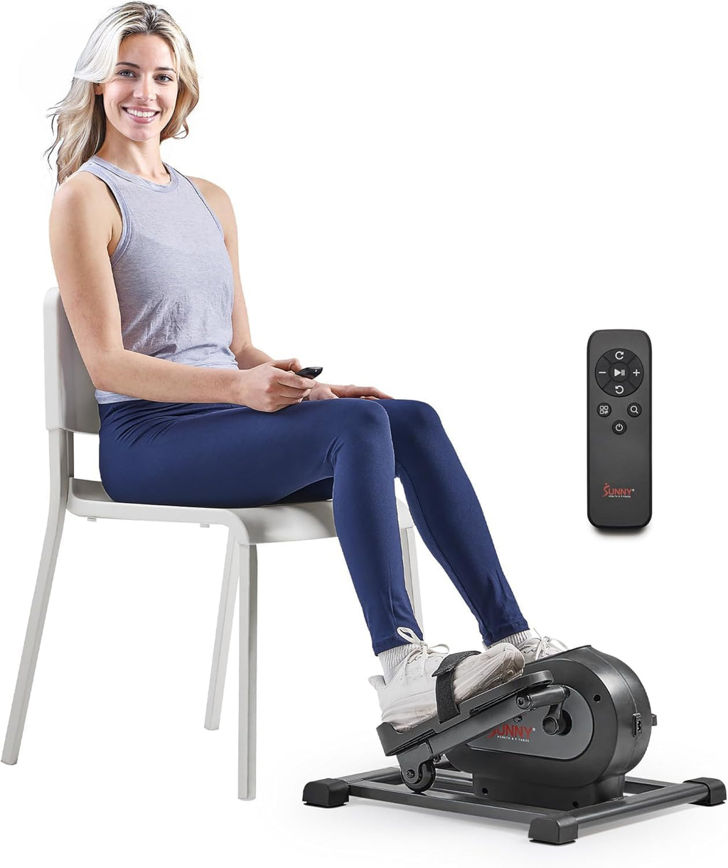 Sunny Health & Fitness Under Desk Pedal Elliptical Machine, Adjustable Resistance Leg Exerciser Office Home Workout While Sitting for Seniors