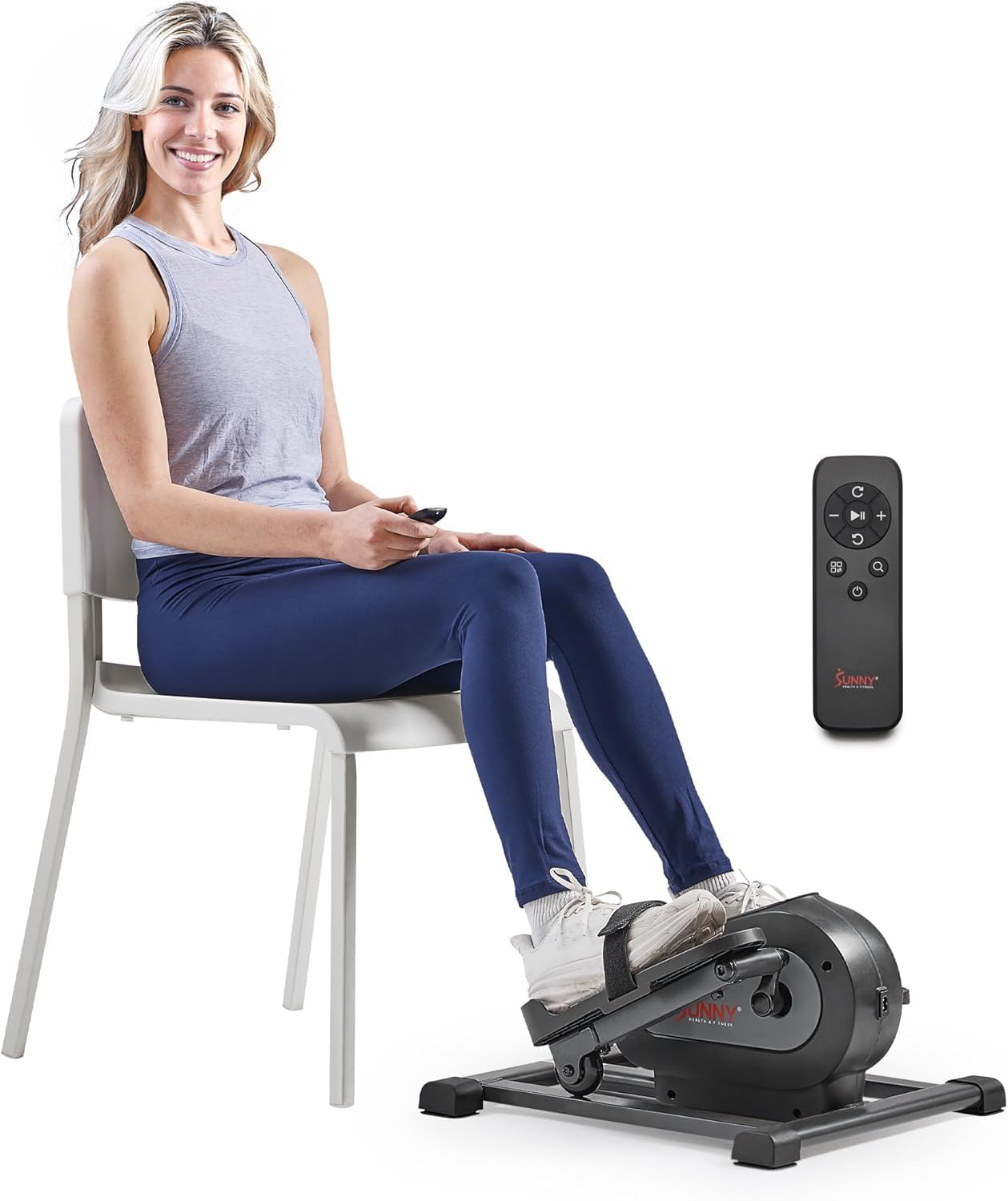 Sunny Health & Fitness Under Desk Pedal Elliptical Machine, Adjustable Resistance Leg Exerciser Office Home Workout While Sitting for Seniors