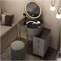 Women Dresser Table Vanity Corner Makeup Table Set Makeup with 4 Drawers Vanity Dressing Table, with LED Lighted Mirror, 3 Color Lighting Modes for Any Woman,1-50cm