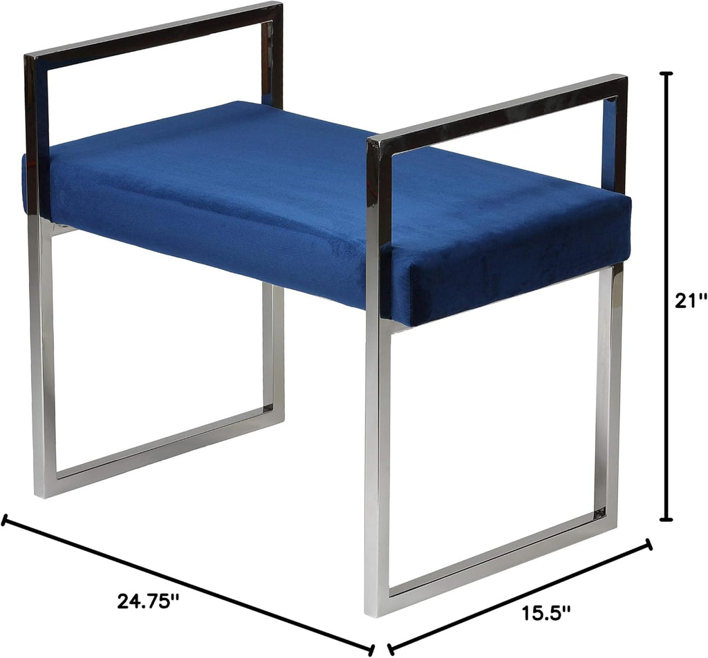 Cortesi Home Anna Bench Ottoman, 24', Blue