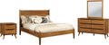 HOMES: Inside + Out Debonaze Mid-Century Modern Queen 4-Piece Bedroom Set, Oak