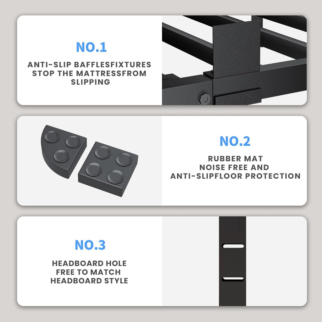 VIPSHOW 12 Inch California King Bed Frame, 3500Lbs Heavy Duty Metal Platform with Round Corner Legs Mattress Slide Stopper, Steel Slat Support No Box Spring Needed, Noise Free, Non-Slip, Easy Assembly